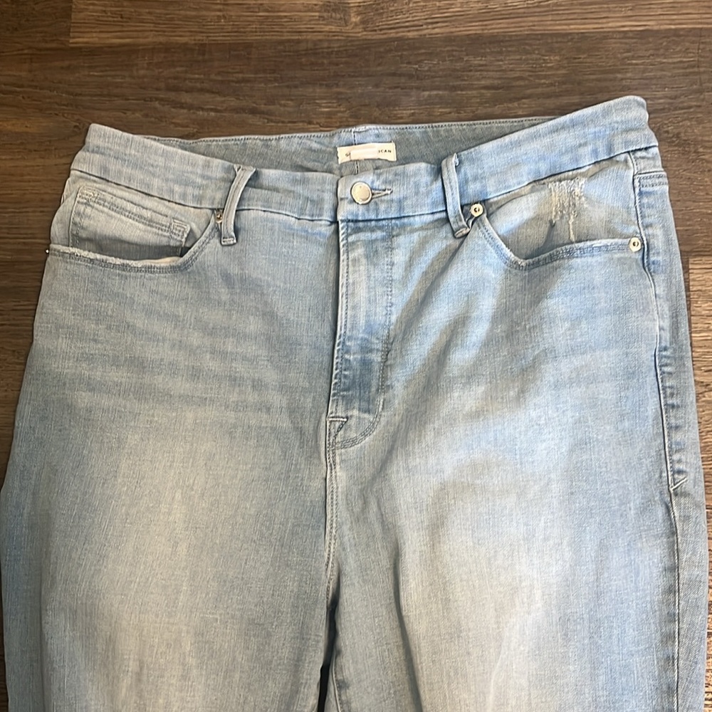 Good American Good Waist High Rise Skinny Distressed  Cropped Jeans 16 - Picture 3 of 12